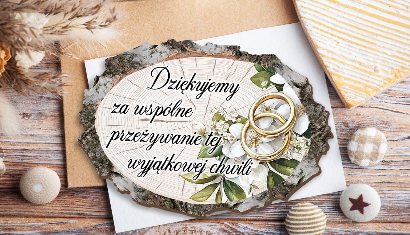 Ślubne podziękowania dla gości za przybycie