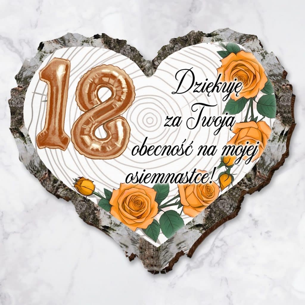 podziękowanie za przybycie na 18 urodziny